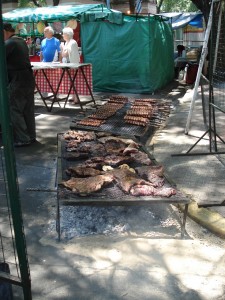 At the Feria de Mataderos, there was lots of yummy smelling food, since it was a butcher's market!